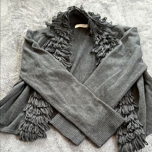 Gray Fringe Sweater